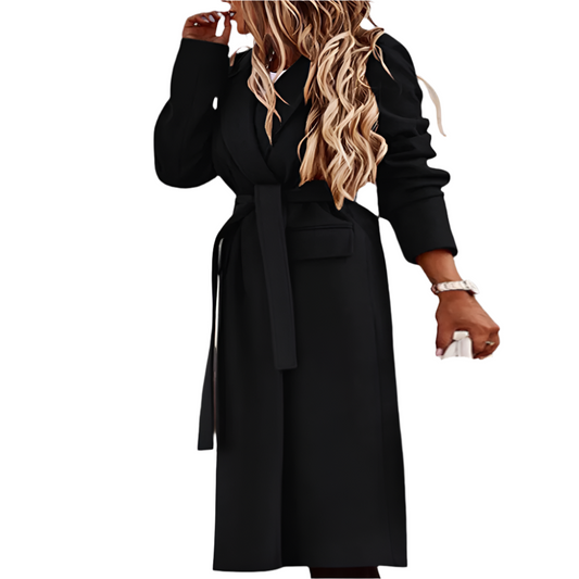 ALINE | Elegant long coat with belt 1