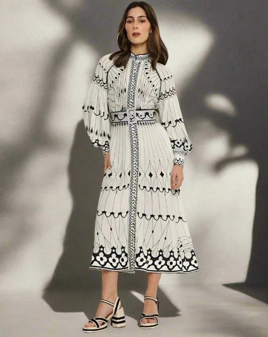 ANARTIA | Butterfly print dress with waist belt 1