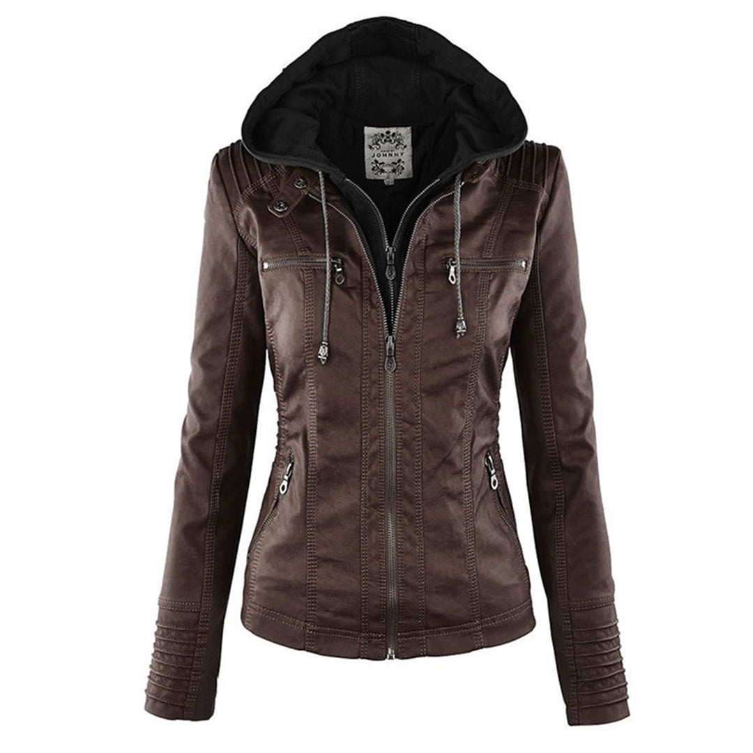 Alesund Women's Leather Jacket | Stylish PU Leather with Hood 11
