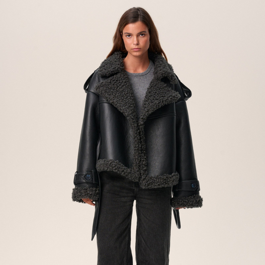 Ava Women's Winter Coat | Luxury PU Leather with Oversized Belt 1