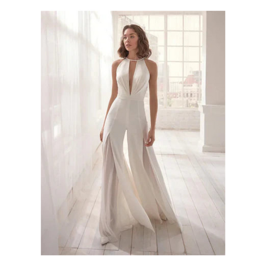 CARMELA | Jumpsuit with V-neck and wide legs 1