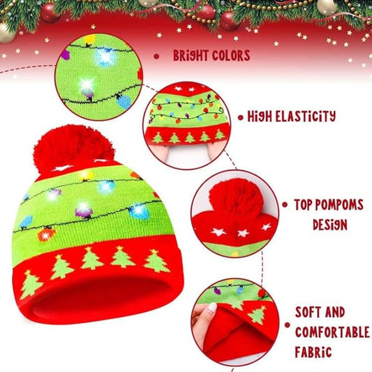 Christmas GlowWear Beanie Set | LED Lights, Soft Knit Material and Matching Socks 1