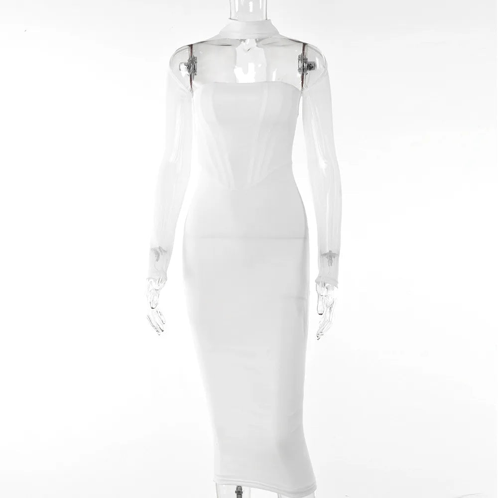 Corset Midi Dress with Long Sleeves – Y2K Elegance in a Timeless Silhouette 6