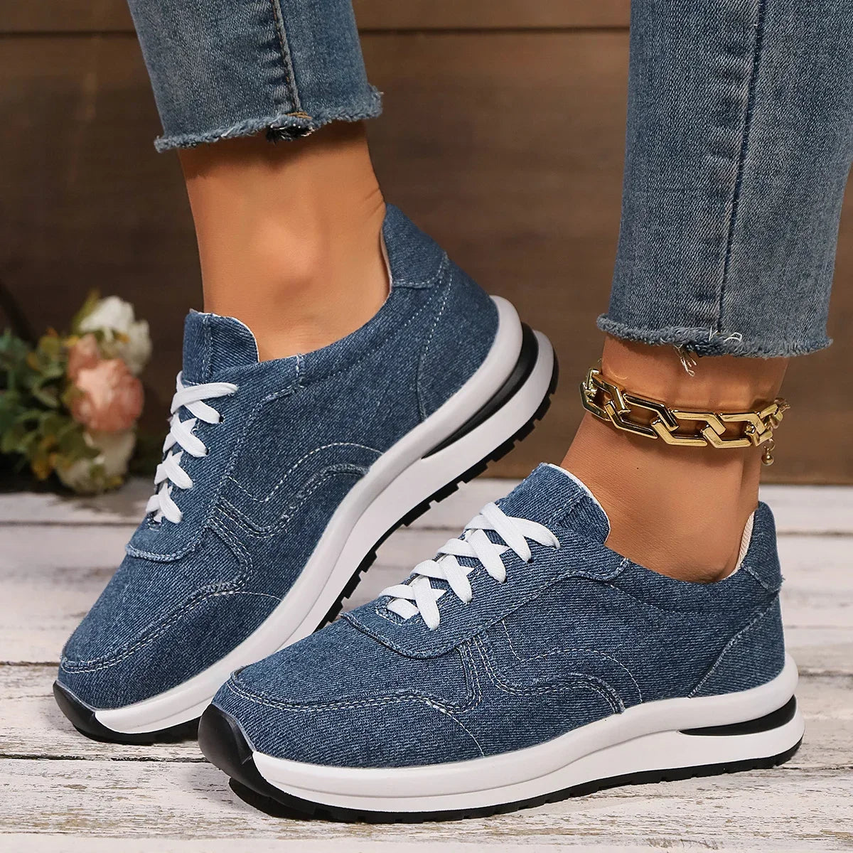 DAELYN | Orthopedic denim sneakers with platform sole 7