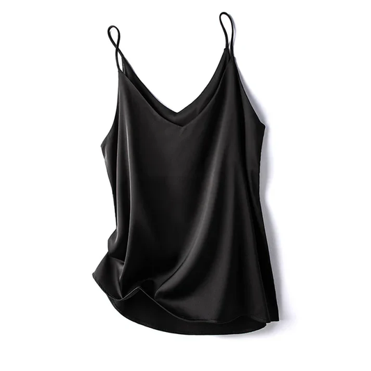 ÉLIORA | Satin top with spaghetti straps and V-neck 1