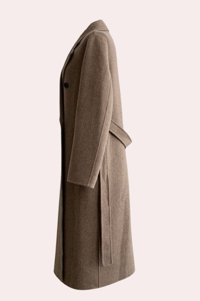 Elegant Long Winter Coat for Women with Double-Breasted Design and Rib-Knit Cuffs - Warm and Comfortable 7