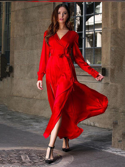 Evelyn Women's Dress | Luxurious V-neck with Long Sleeves, Flattering Fit 1