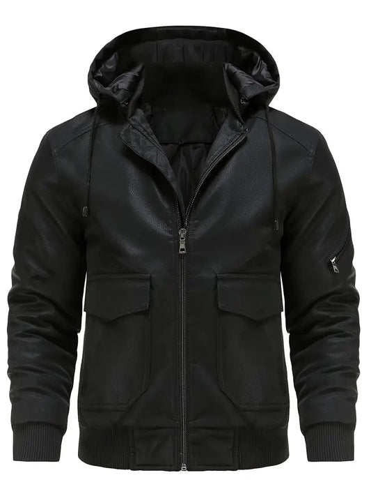 Hector Men's Winter Jacket | Windproof PU, Hooded Design 1