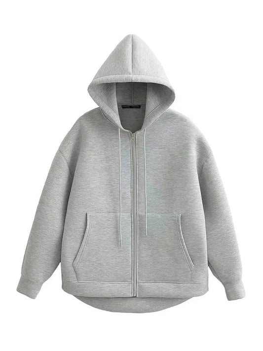 Holly Women's Winter Coat | Grey Long Zipper with Hood, Comfortable and Stylish 1