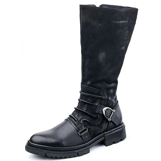 Hugo Black High Boots for Men | Stylish PU Leather, 30 cm High 1