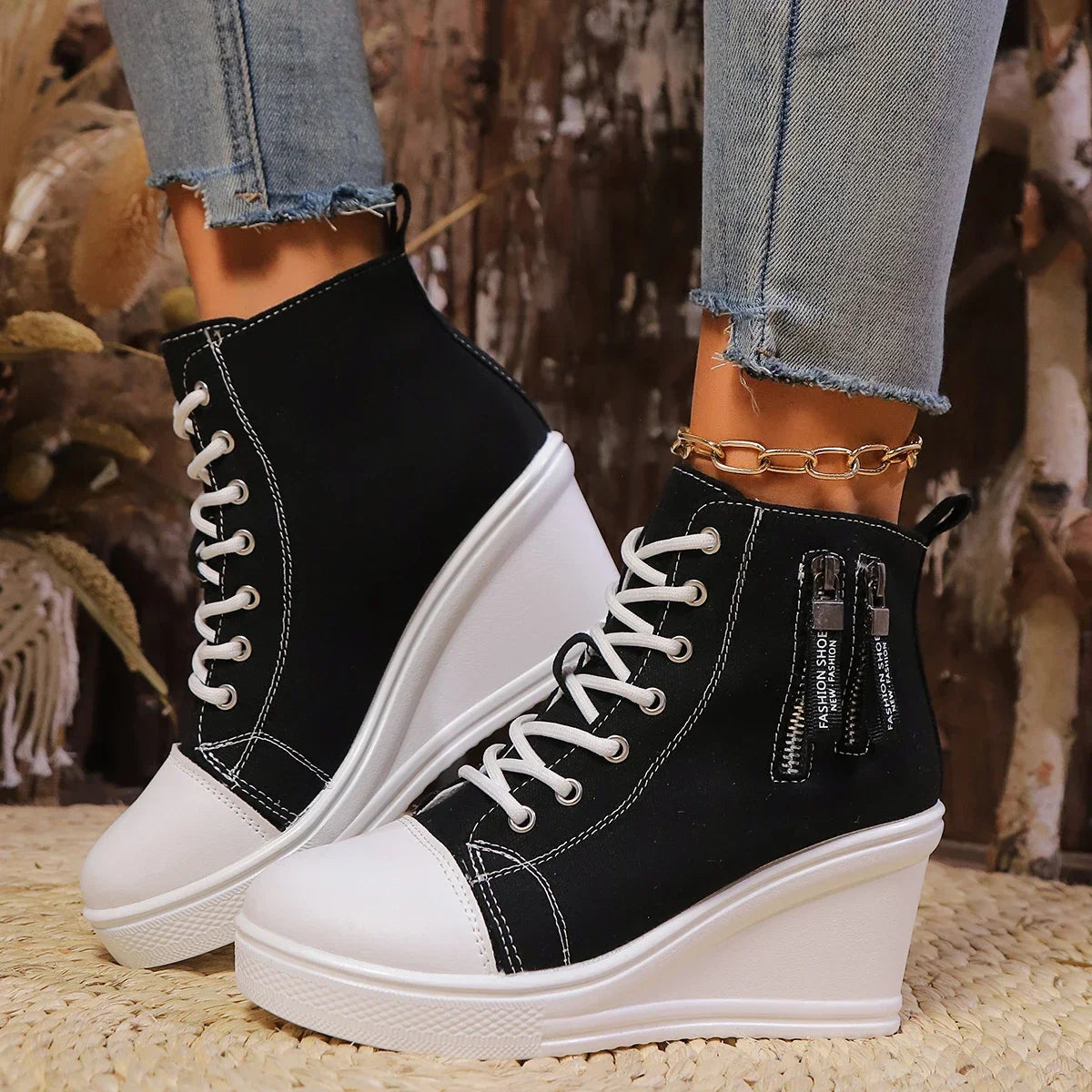 LYZANE | Elegant wedge sneaker with zip and hidden heel 5