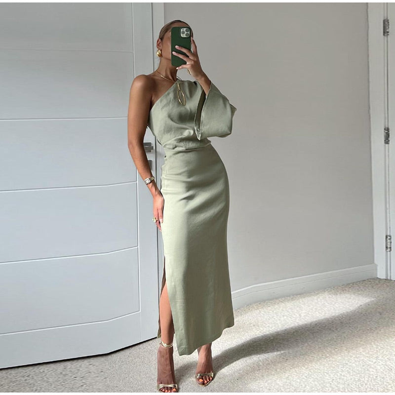 Liora | One-Shoulder Maxi Dress 0