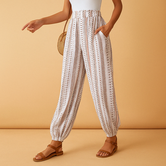 Liora | Stylish High-Waisted Pants with Boho Flair for Women 1