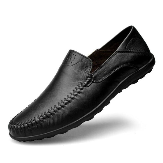 Loren Men's Loafers | Lightweight Black Leather, Casual Comfort 1