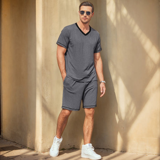 Milo Men's Casual Leisure Set | Breathable Fabric, Modern V-Neck 1