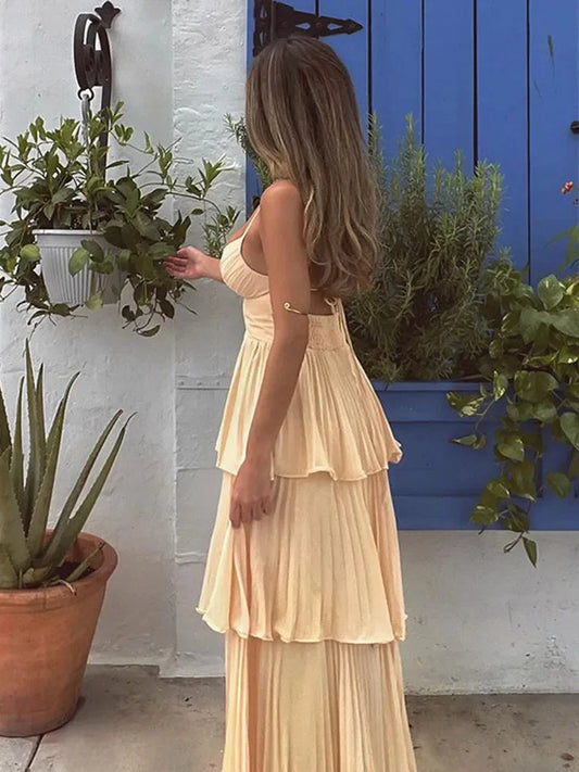 Multi-layer maxi sundress backless for summer and spring | Mychelle 1