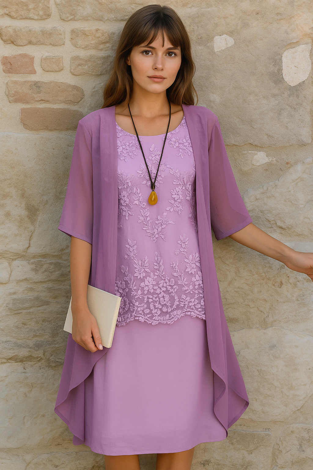 NAYLA | Chiffon Dress with Matching Cardigan in an Airy Two-Piece Look 2