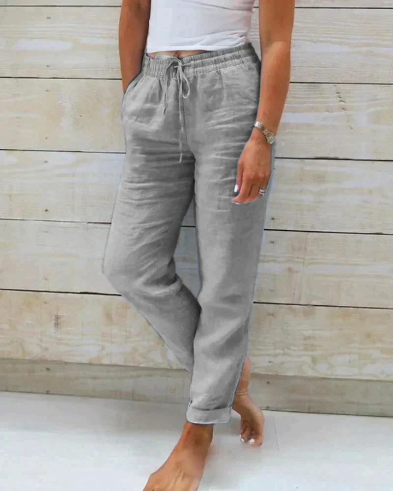 NOÉVA | summer trousers with elastic waist and straight legs 5