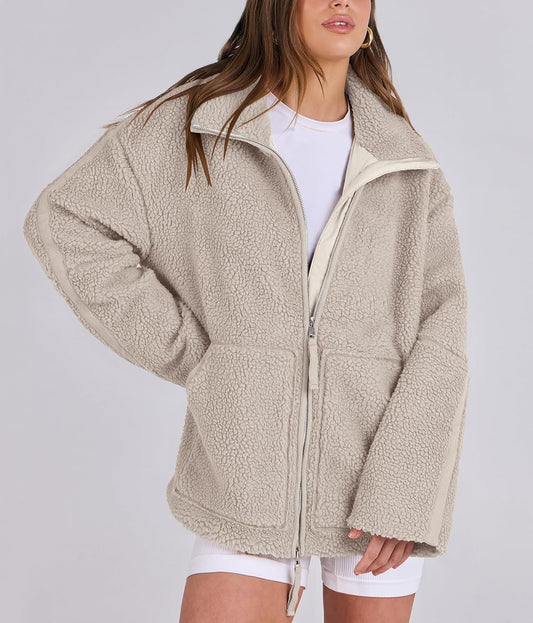 Oversized women's fleece coat | Warm and soft wool blend winter coat 1