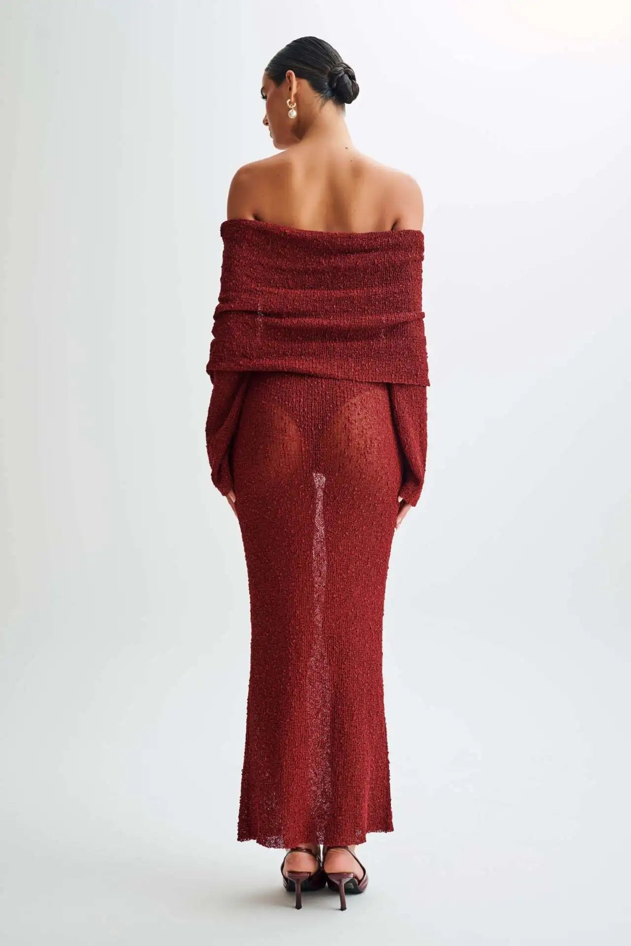 SOLVANA | Crocheted maxi beach dress with off-shoulder neckline 10