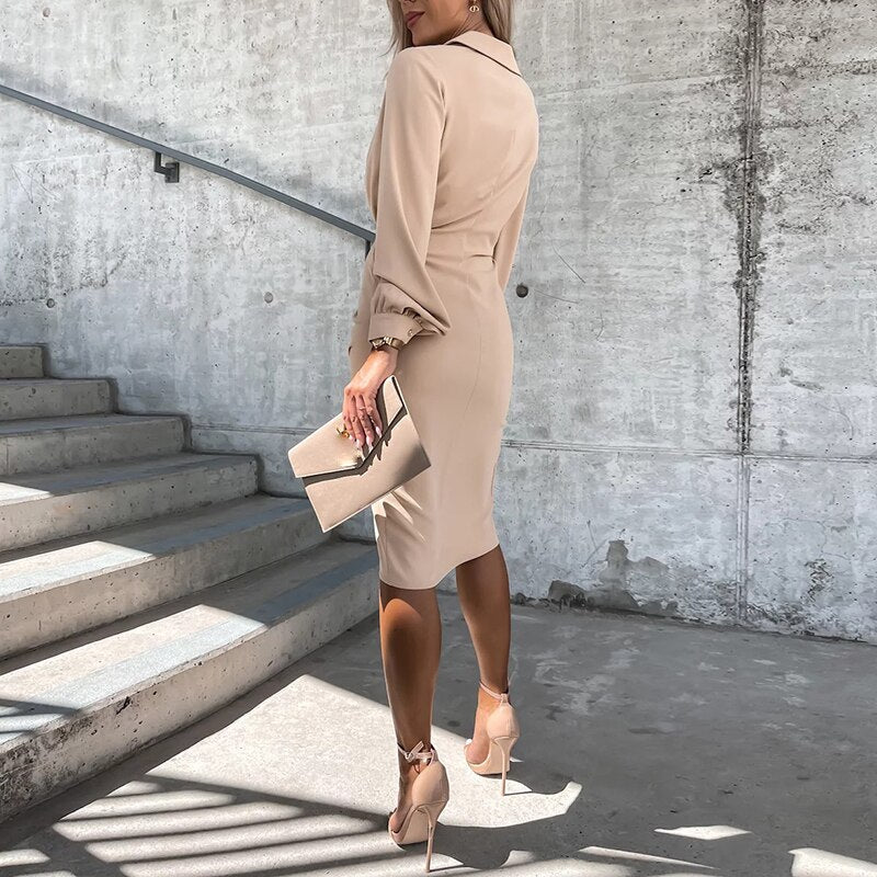 Selviana | Wrap Midi Dress with Split and Long Sleeves 5