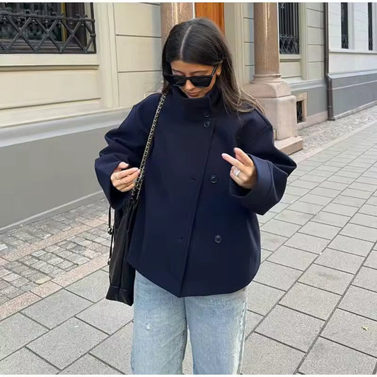 Short women's coat with double-breasted design | Elegant and versatile coat 1