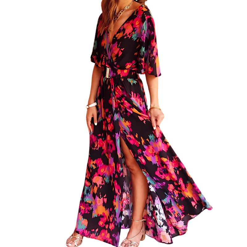 Soléava | Summer Maxi Dress with Wrap and High Slit 6
