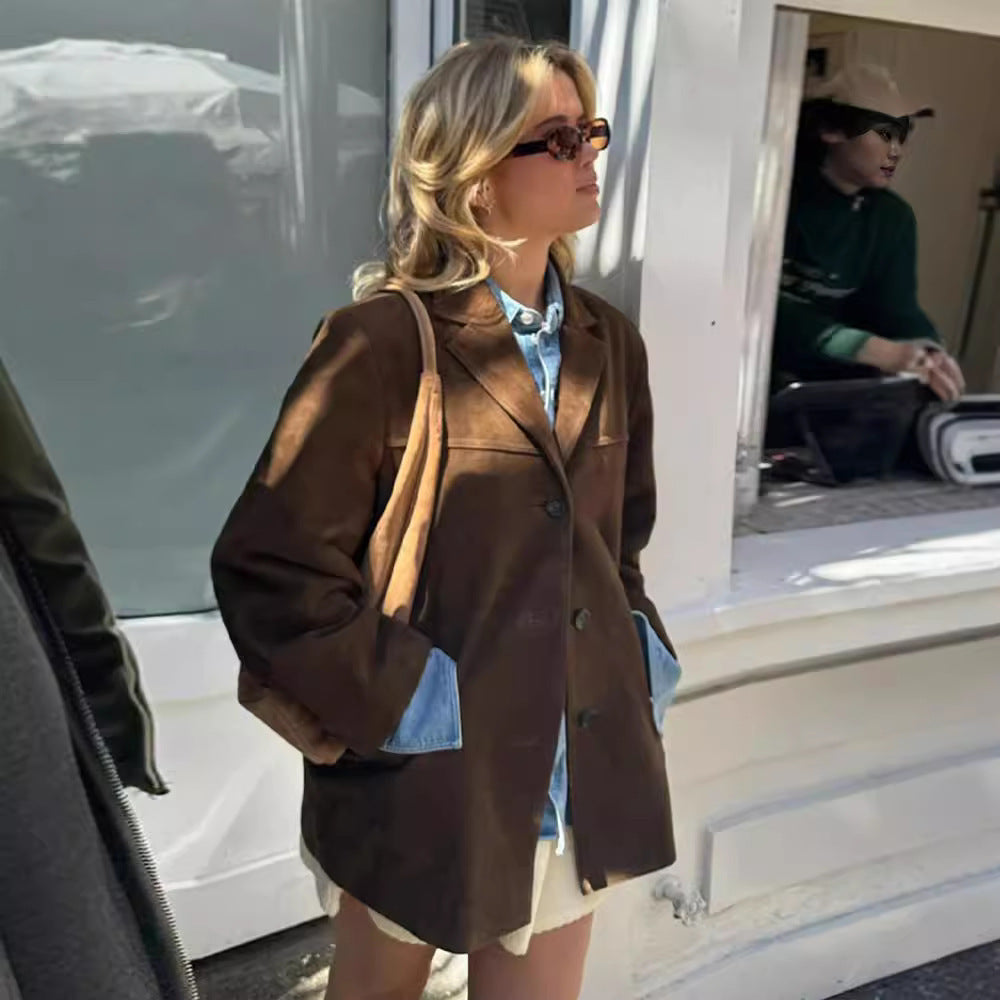 Suede women's trench coat with belt | Elegant coat for a stylish autumn look 5