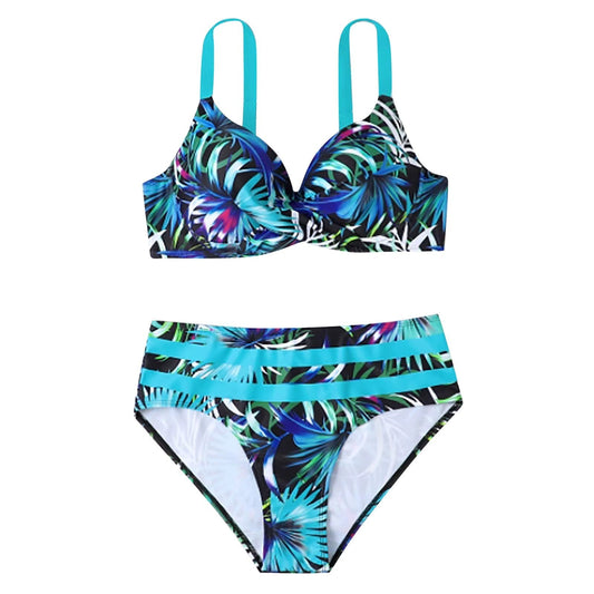 TALIA | Bikini Set with Leaf Print and High Waist 1