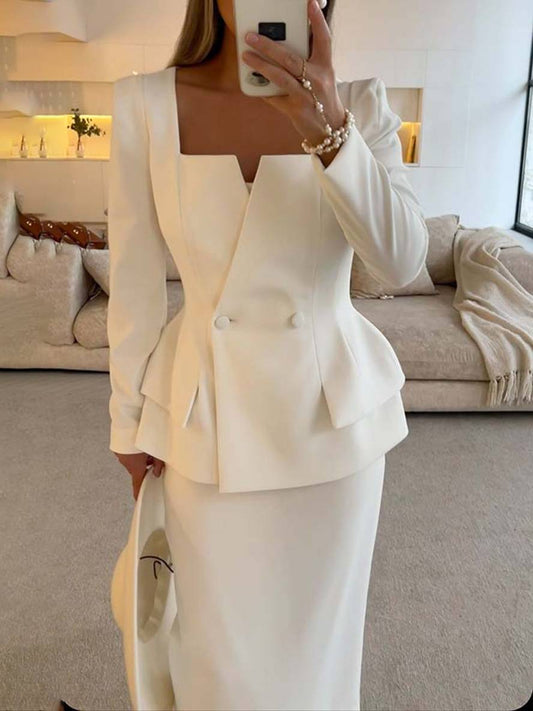 VALÉRIA | Elegant two-piece office set with blazer and skirt 1