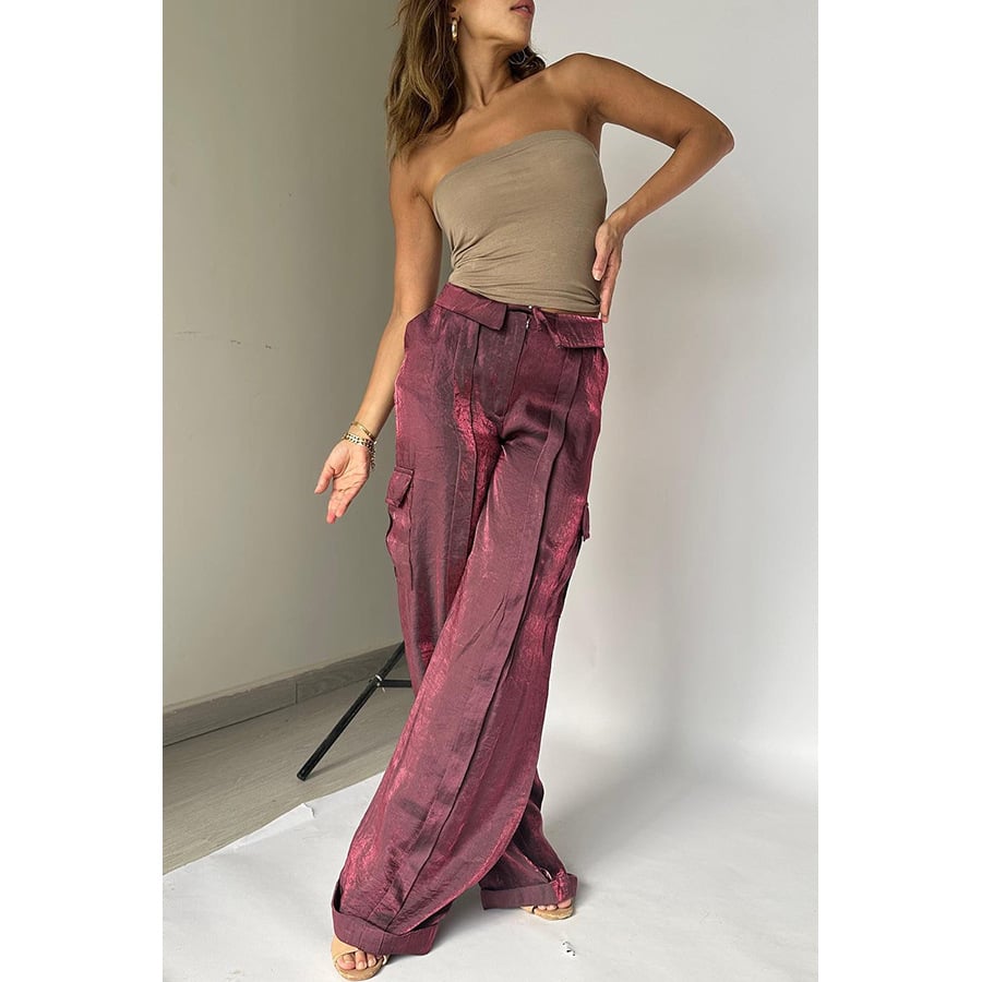 VIRENA | Glitter Wide Trousers with Drawstring 3