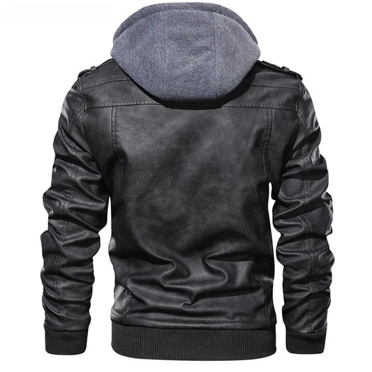 Vero men's Hooded Jacket | High-Quality Faux Leather, Vintage Style 1