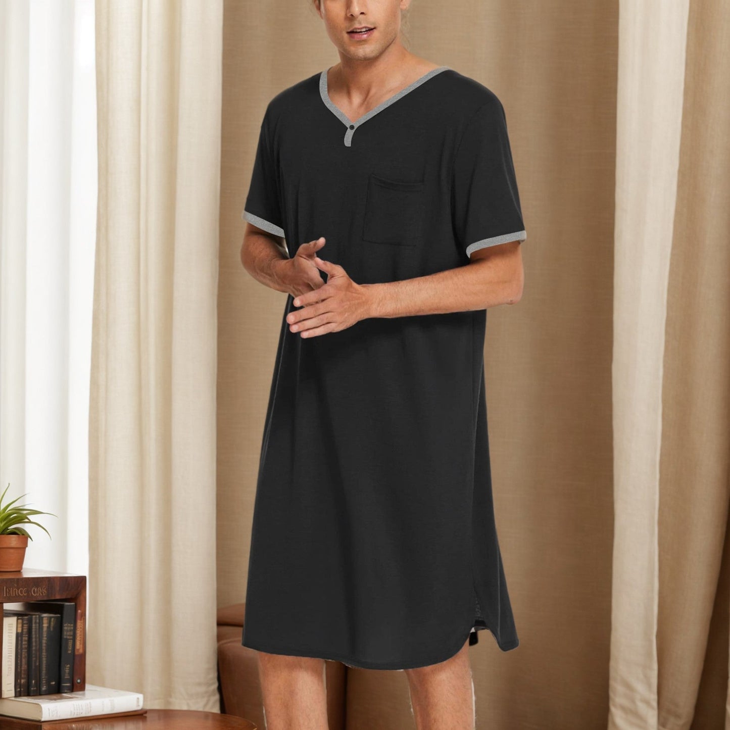 Wade Men's Night Dress | Breathable Cotton, Casual Comfort 6