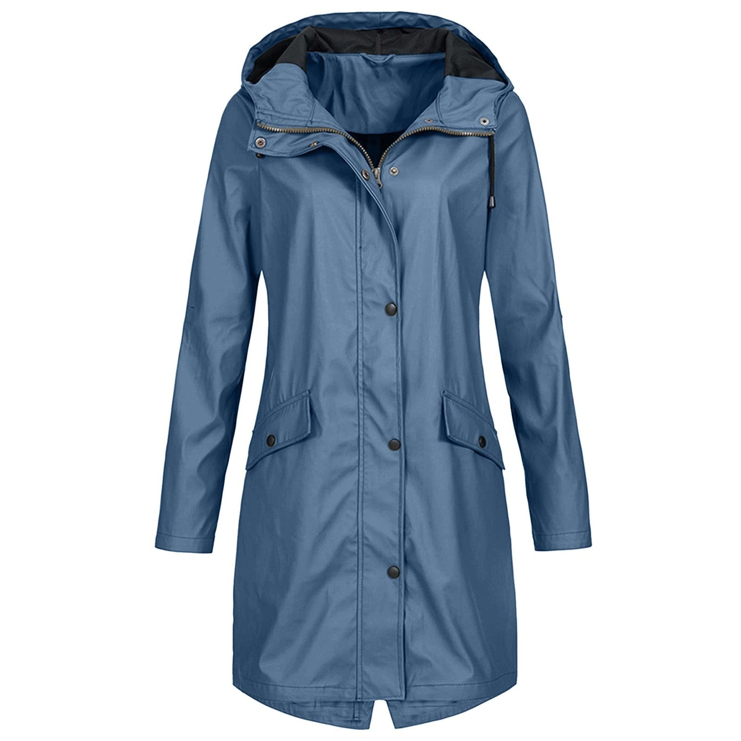 Women's Water-Repellent Raincoat with Adjustable Hood and Drawstring – Long Raincoat for Everyday Use 5