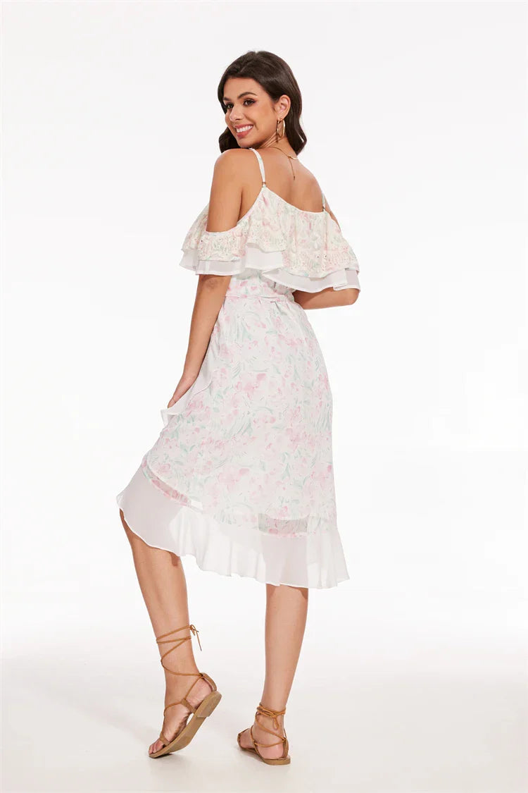 ALINÉA | Stylish chic dress with print and ruffles 0