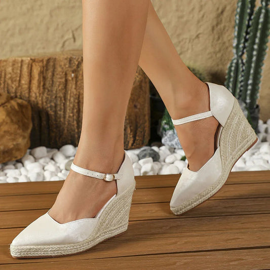 ALVINA | Espadrille Wedge Heels with Pointed Toe and Ankle Strap 0