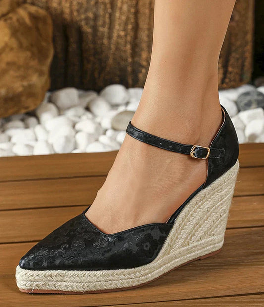ALVINA | Espadrille Wedge Heels with Pointed Toe and Ankle Strap 1