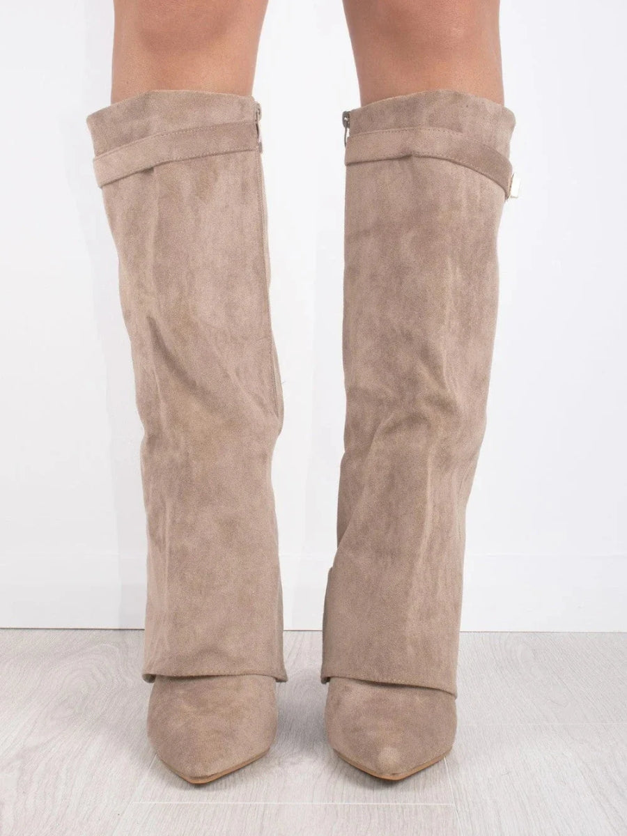 ALVINA | Luxury Suede-Look High Boots with Gold Accent 5