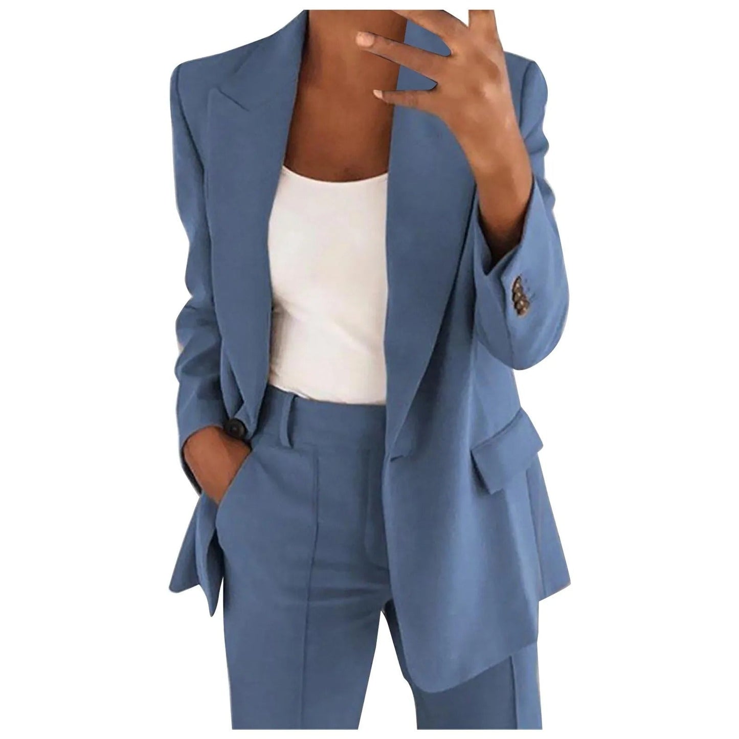 AMALIE | Solid Blazer & Trouser Set for Women 2