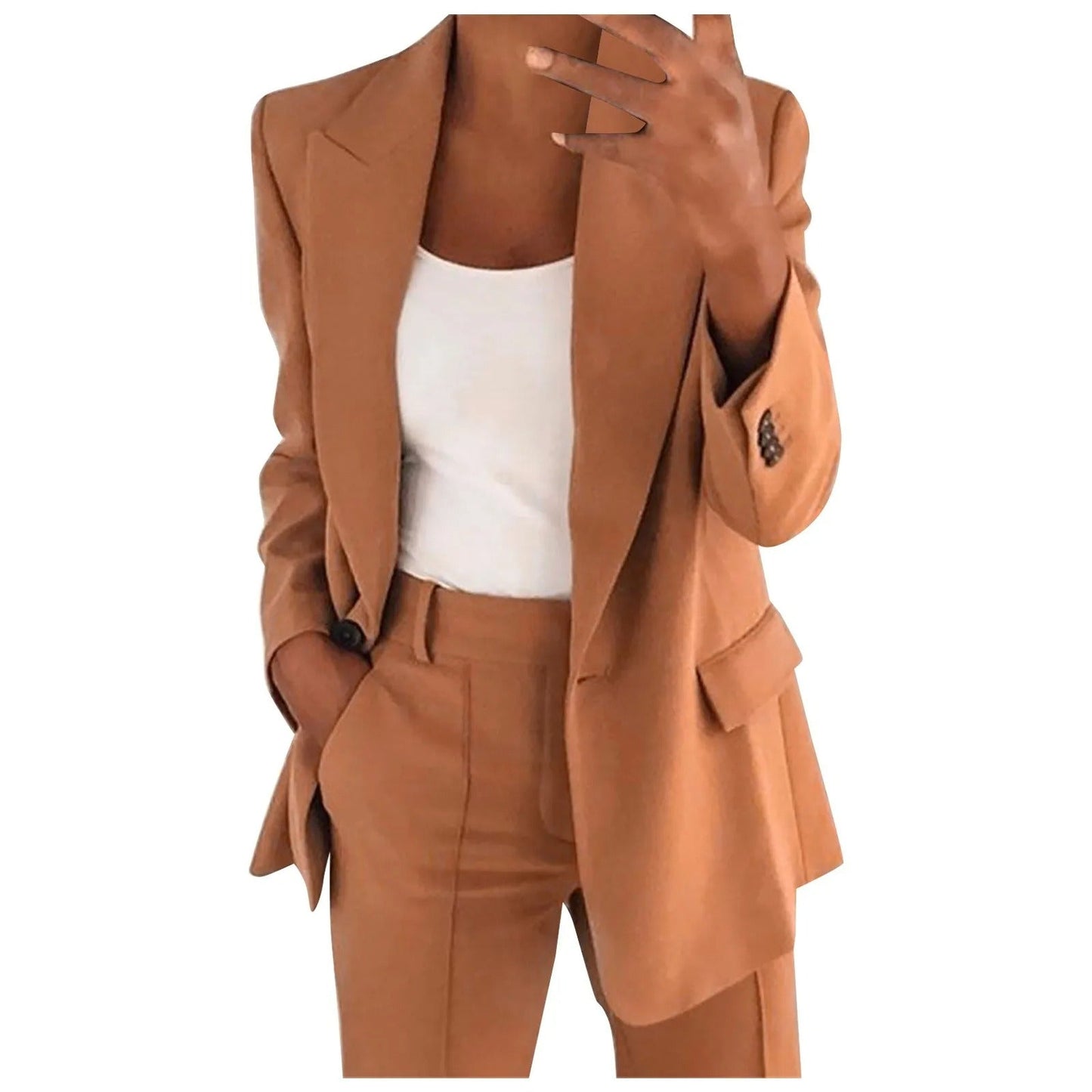 AMALIE | Solid Blazer & Trouser Set for Women 4