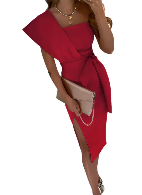 AMARA | Elegant One-Shoulder Wrap Dress – Perfect for Wedding Guests 2
