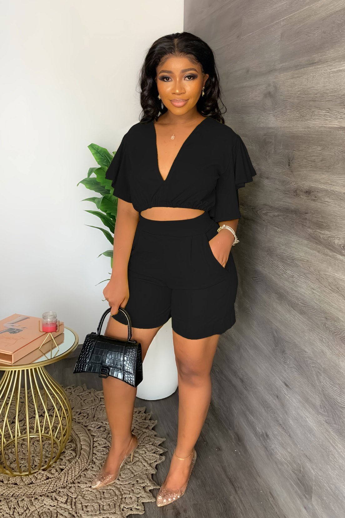 AMELAYA | Pleated Two-Piece Summer Set with V-Neck 6