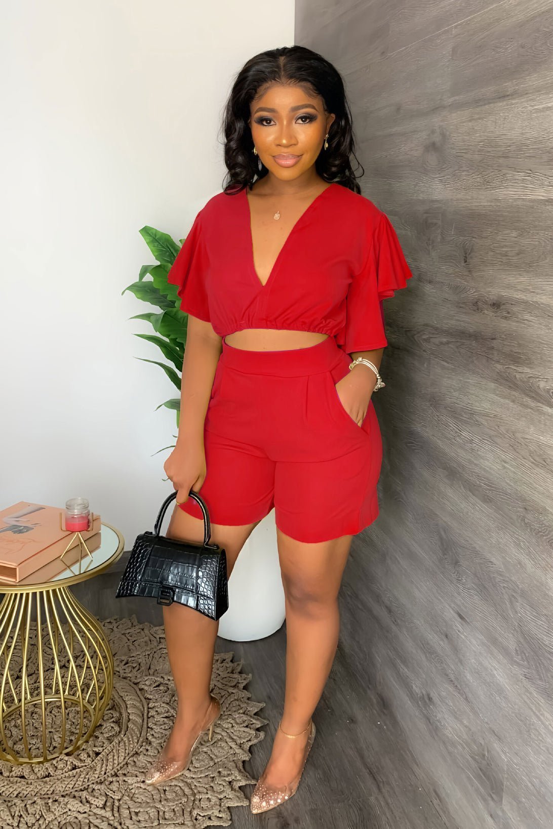 AMELAYA | Pleated Two-Piece Summer Set with V-Neck 8