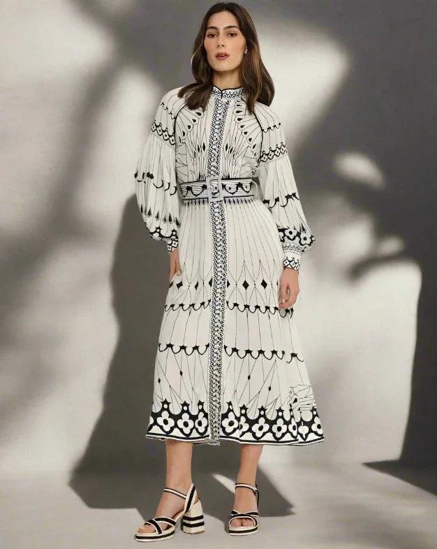 ANARTIA | Butterfly print dress with waist belt 1