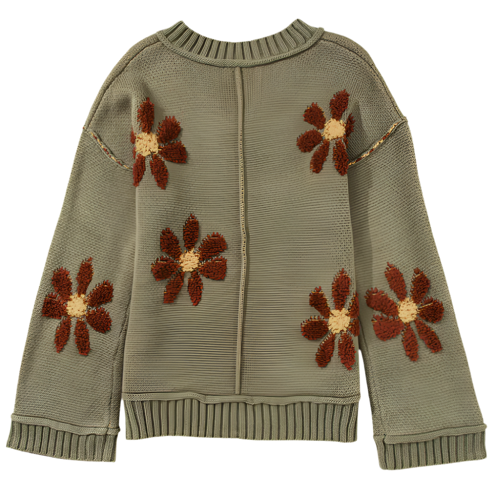 AURORA | Knitted sweater with large floral appliqués 0