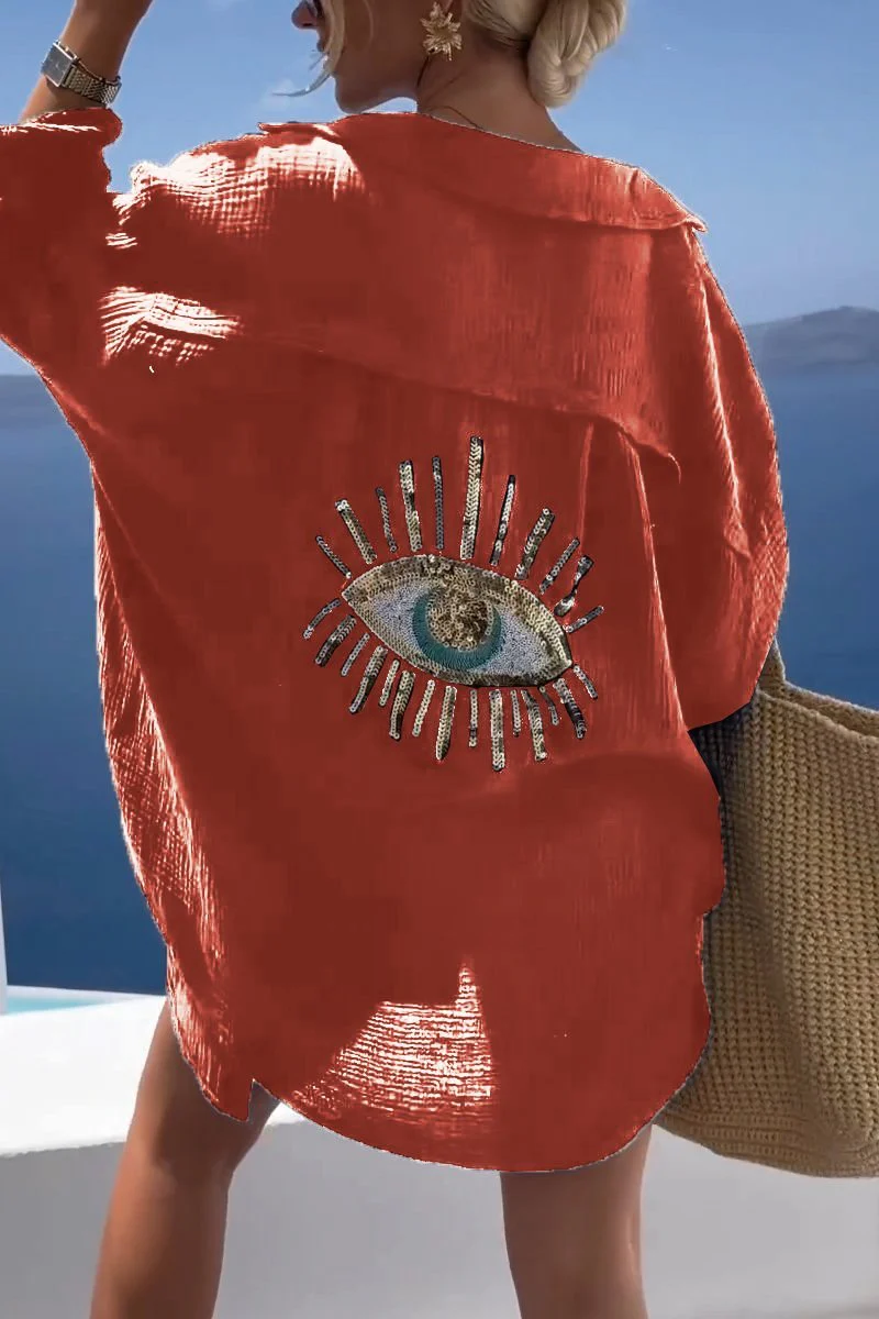 AYELIN | Beach tunic with gold eye detail – Airy oversized fit 6