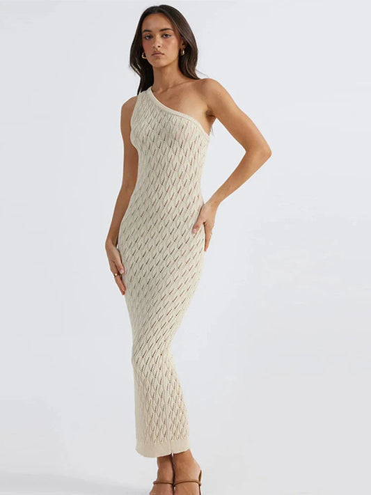 Alira – Asymmetrical Long Dress in Sexy Knitlook 1