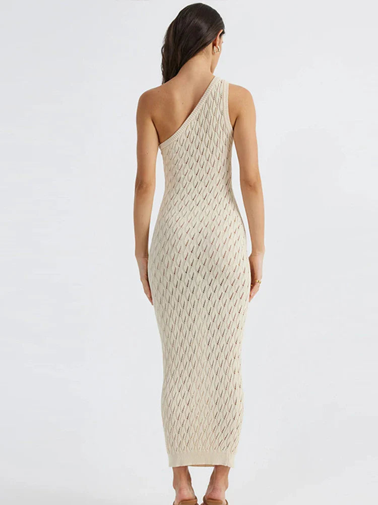 Alira – Asymmetrical Long Dress in Sexy Knitlook 2