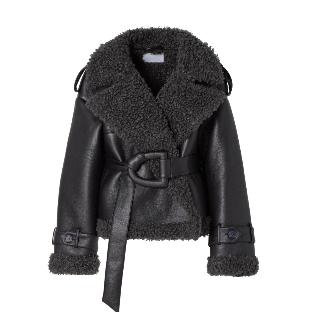 Ava Women's Winter Coat | Luxury PU Leather with Oversized Belt 4