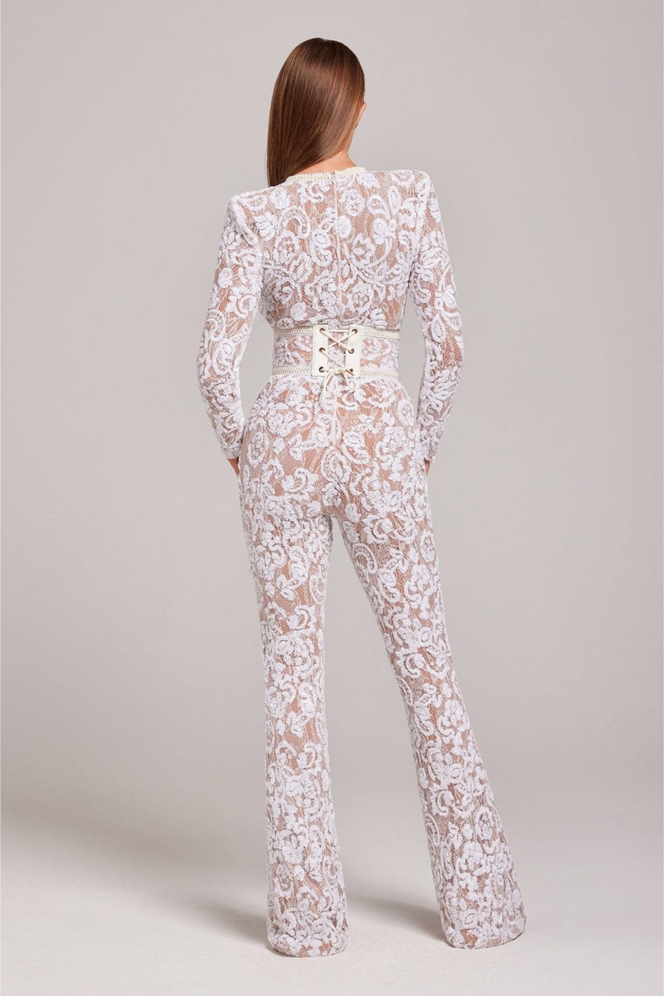 Bella | Long Sleeve Jumpsuit | Glamorous Evenings | Luxury Sequins and Lace 8